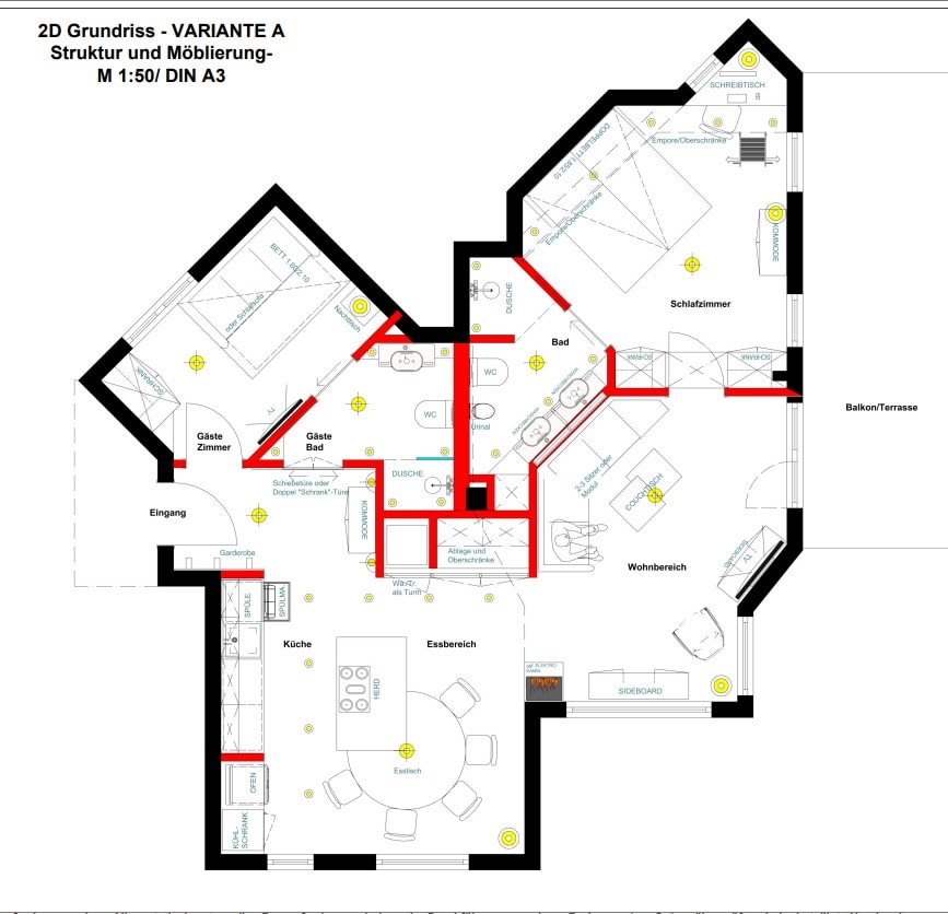 Grundriss Nachher – optimierte Wohnung Leipzig