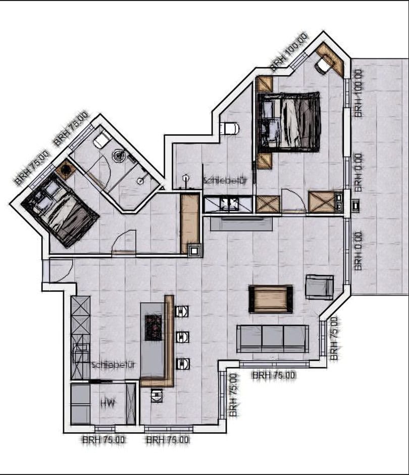 Grundriss Vorher – Wohnung Leipzig
